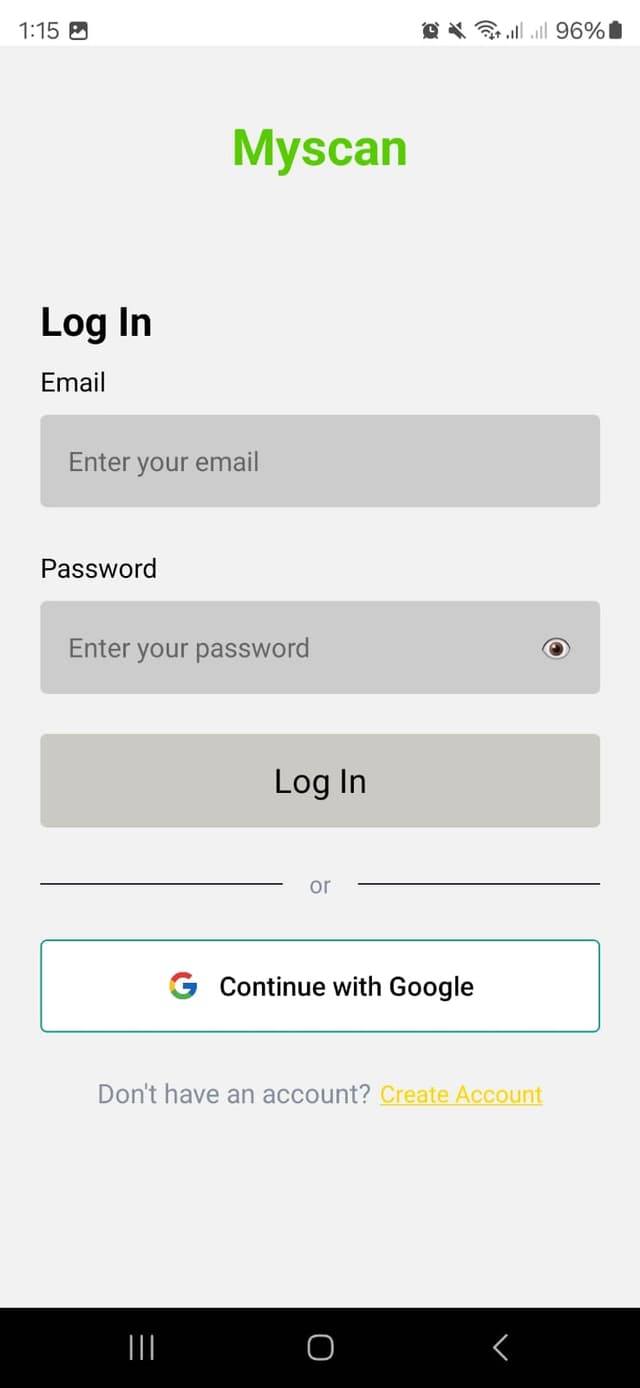 MyScan App - Login